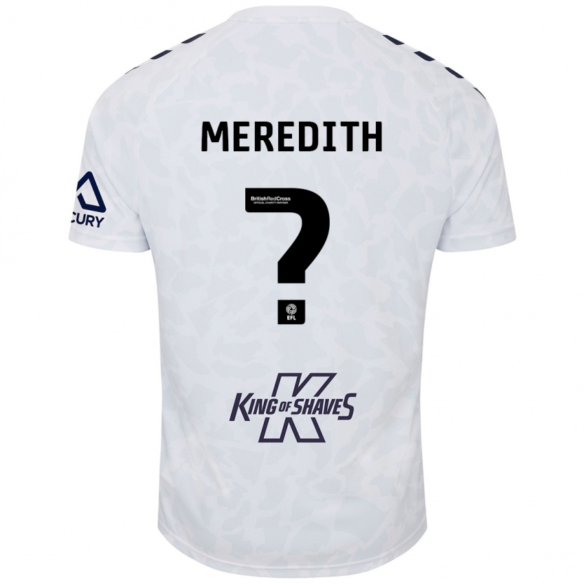 Gyermek Eliot Meredith #0 Fehér Idegenbeli Jersey 2024/25 Mez Póló Ing