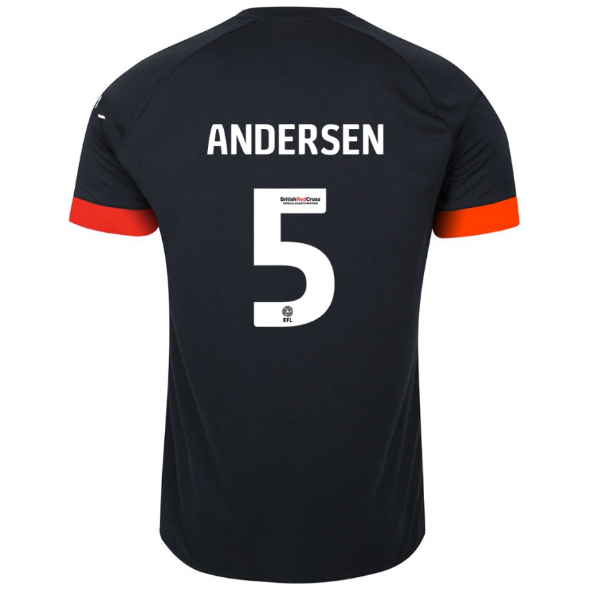 Gyermek Mads Andersen #5 Fekete Narancs Idegenbeli Jersey 2024/25 Mez Póló Ing