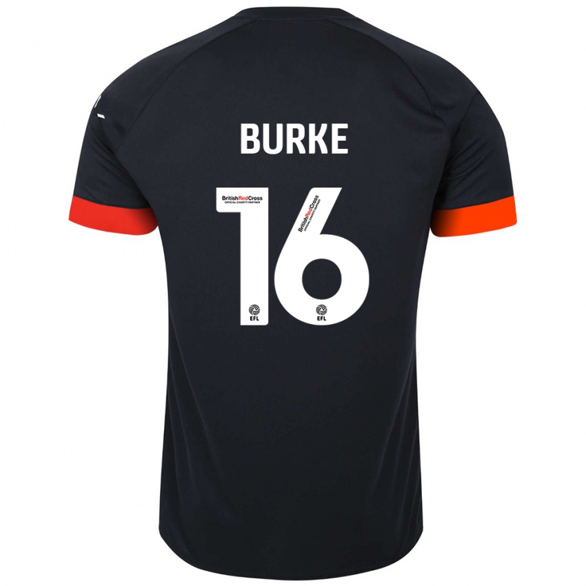 Gyermek Reece Burke #16 Fekete Narancs Idegenbeli Jersey 2024/25 Mez Póló Ing