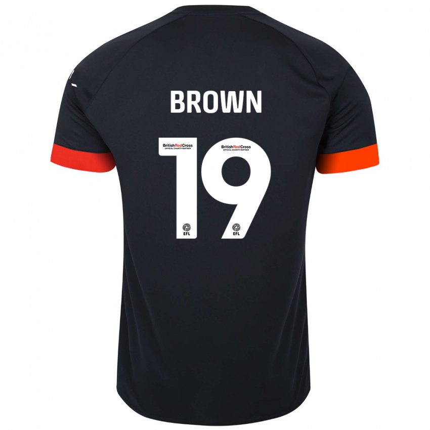 Gyermek Jacob Brown #19 Fekete Narancs Idegenbeli Jersey 2024/25 Mez Póló Ing