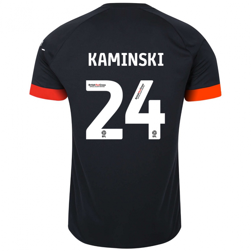 Gyermek Thomas Kaminski #24 Fekete Narancs Idegenbeli Jersey 2024/25 Mez Póló Ing