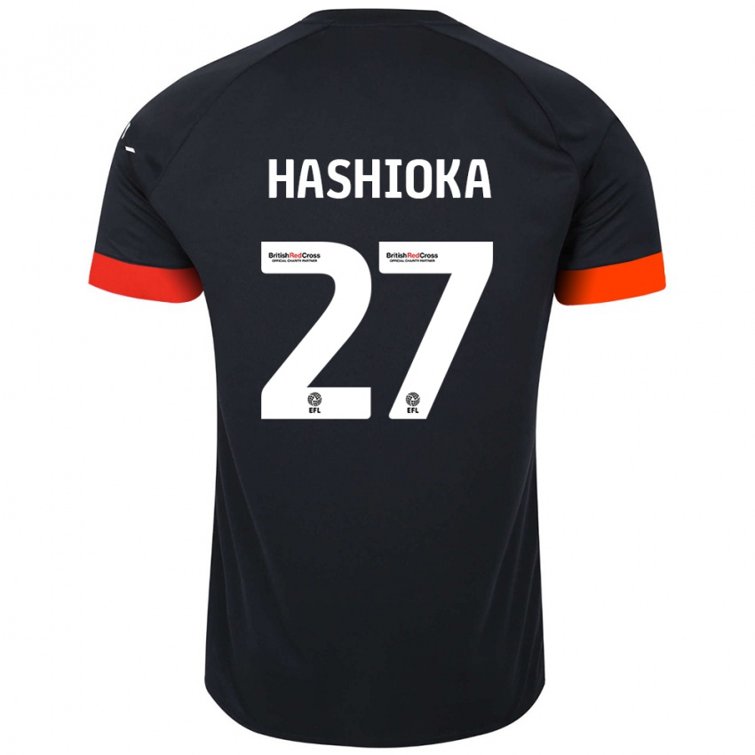 Gyermek Daiki Hashioka #27 Fekete Narancs Idegenbeli Jersey 2024/25 Mez Póló Ing