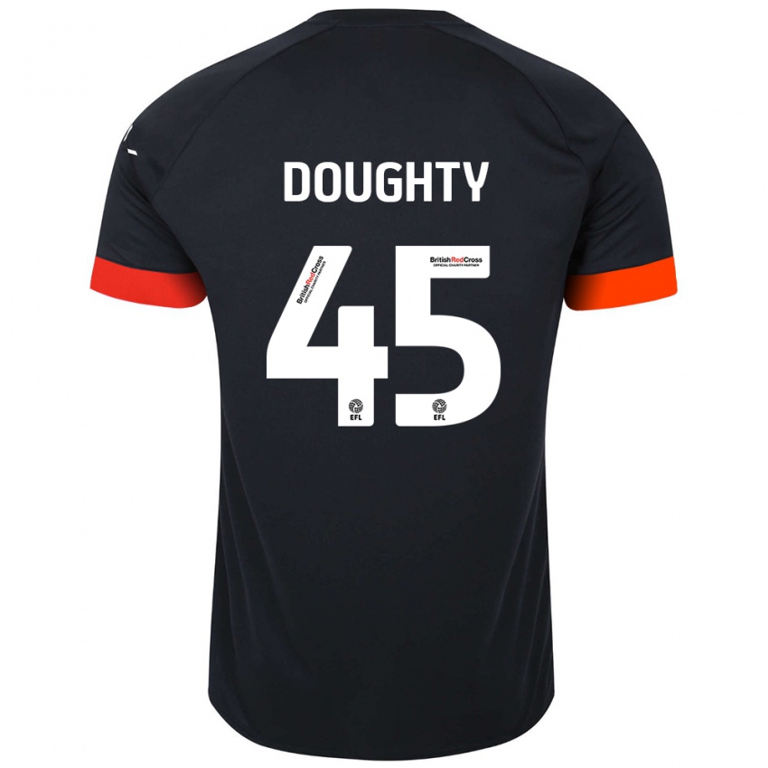 Gyermek Alfie Doughty #45 Fekete Narancs Idegenbeli Jersey 2024/25 Mez Póló Ing