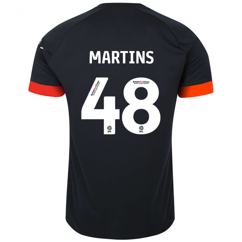 Gyermek Dominic Dos Santos Martins #48 Fekete Narancs Idegenbeli Jersey 2024/25 Mez Póló Ing