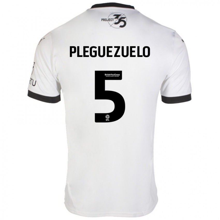 Gyermek Julio Pleguezuelo #5 Fehér Fekete Idegenbeli Jersey 2024/25 Mez Póló Ing