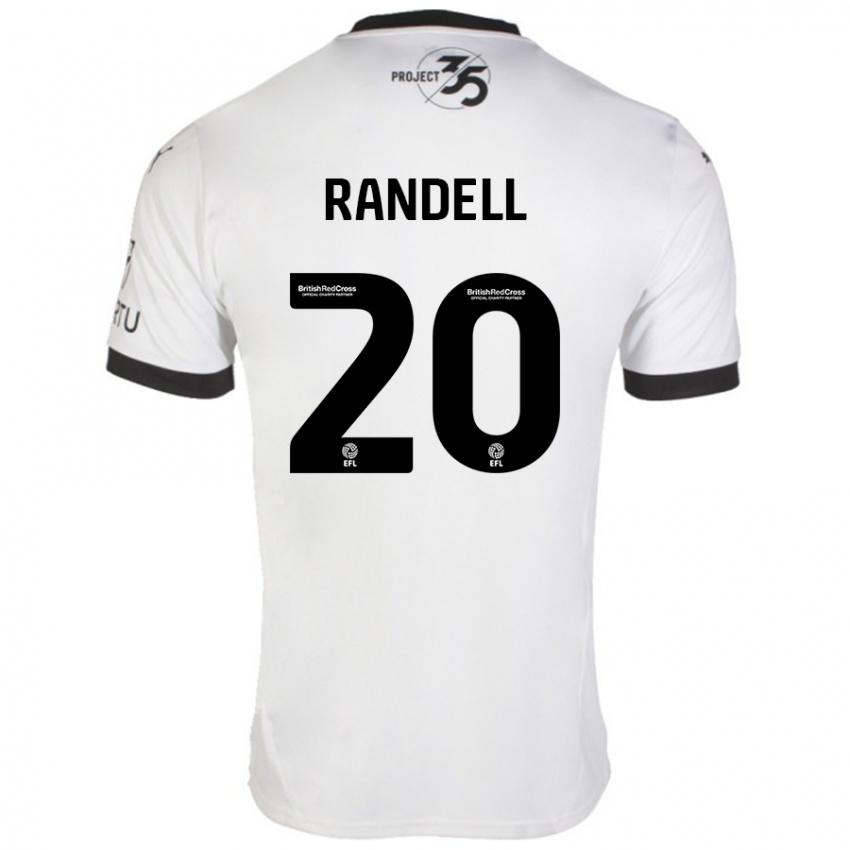 Gyermek Adam Randell #20 Fehér Fekete Idegenbeli Jersey 2024/25 Mez Póló Ing