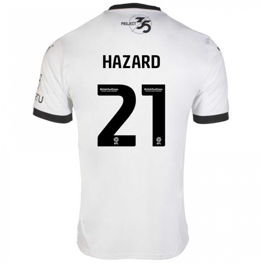 Gyermek Conor Hazard #21 Fehér Fekete Idegenbeli Jersey 2024/25 Mez Póló Ing