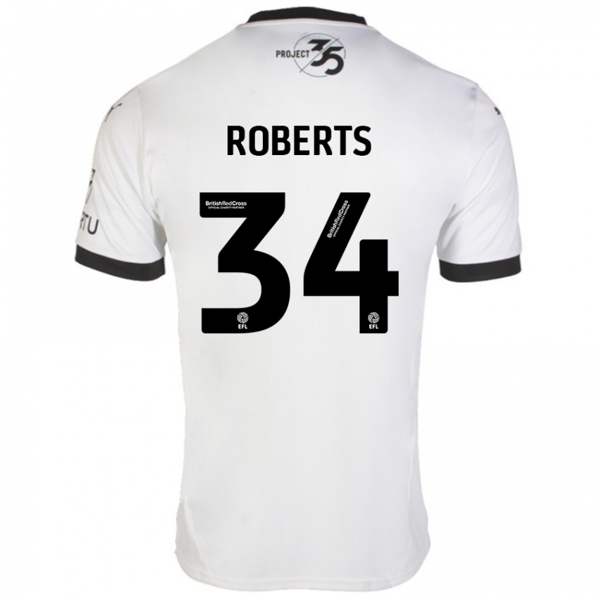 Gyermek Caleb Roberts #34 Fehér Fekete Idegenbeli Jersey 2024/25 Mez Póló Ing