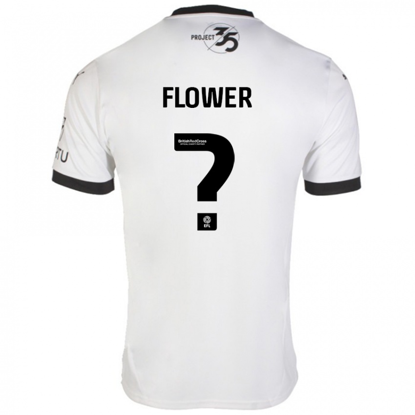 Gyermek Jack Flower #0 Fehér Fekete Idegenbeli Jersey 2024/25 Mez Póló Ing