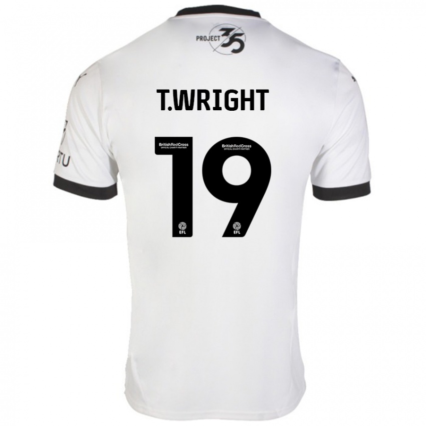 Gyermek Tyreik Wright #19 Fehér Fekete Idegenbeli Jersey 2024/25 Mez Póló Ing