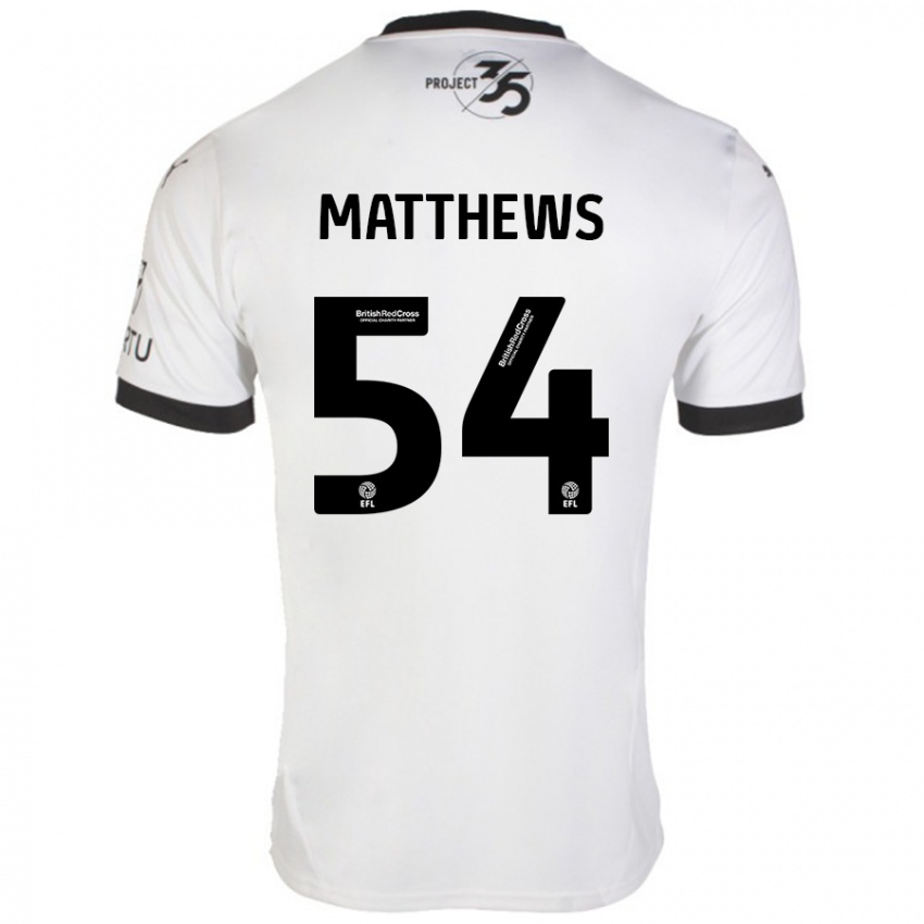 Gyermek Jack Matthews #54 Fehér Fekete Idegenbeli Jersey 2024/25 Mez Póló Ing