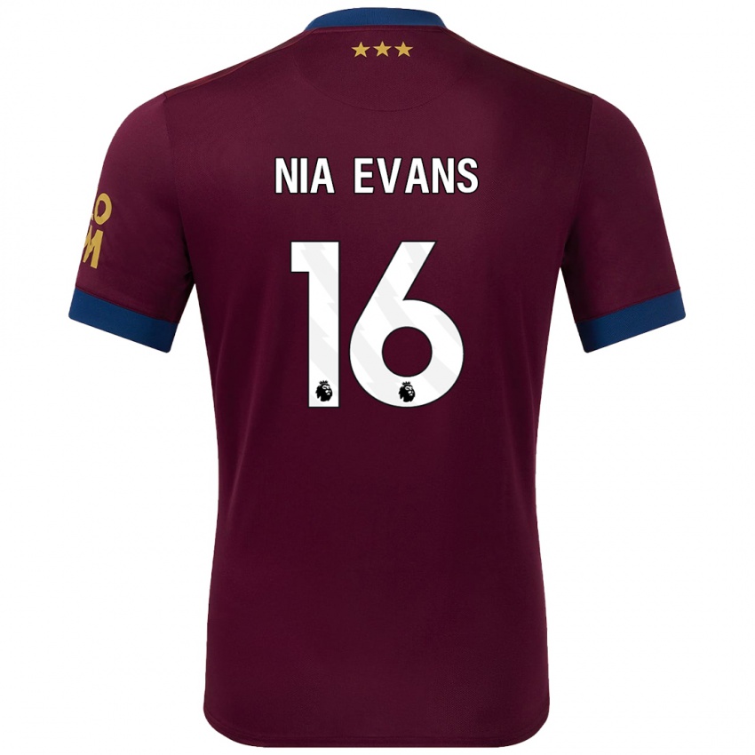 Gyermek Nia Evans #16 Barna Idegenbeli Jersey 2024/25 Mez Póló Ing