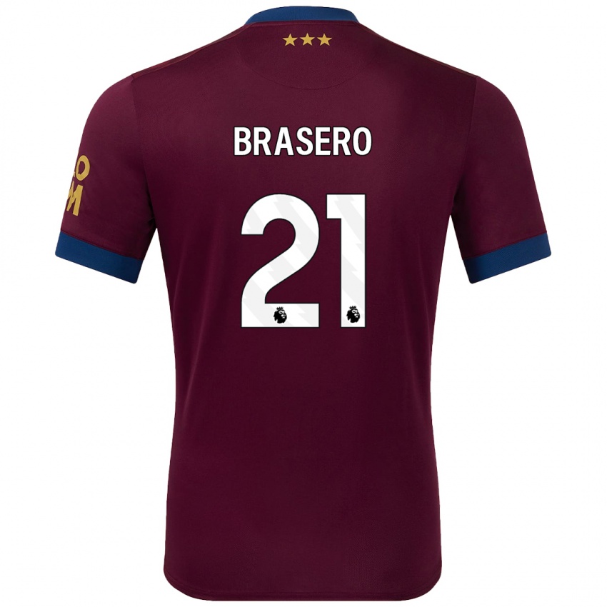 Gyermek Sarah Brasero-Carreira #21 Barna Idegenbeli Jersey 2024/25 Mez Póló Ing