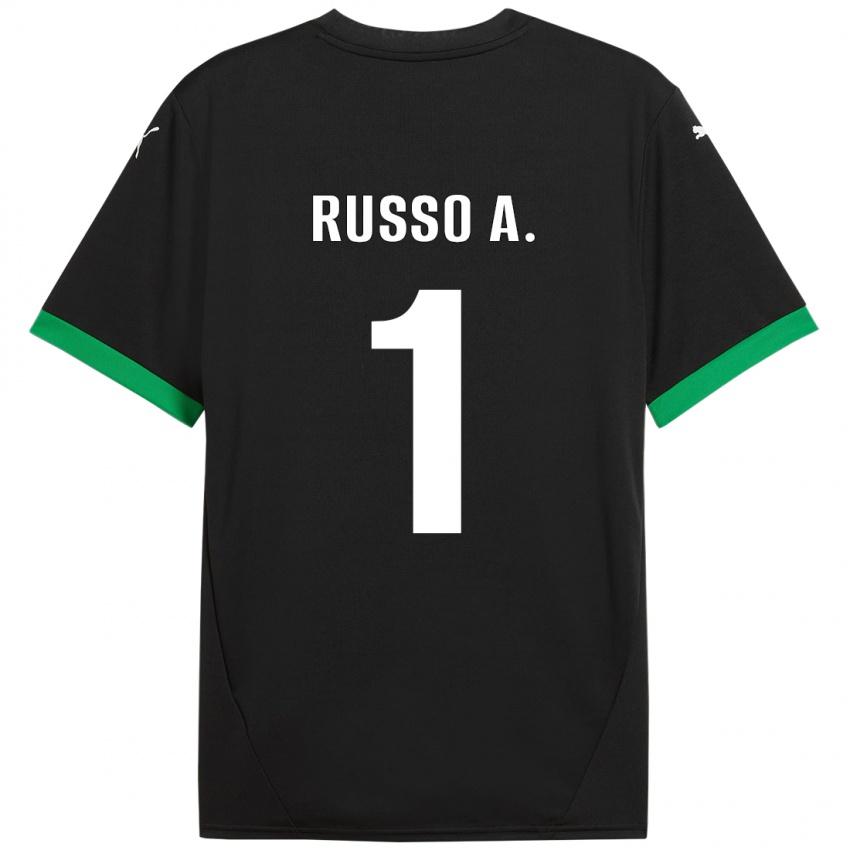 Férfi Alessandro Russo #1 Fekete Sötétzöld Hazai Jersey 2024/25 Mez Póló Ing