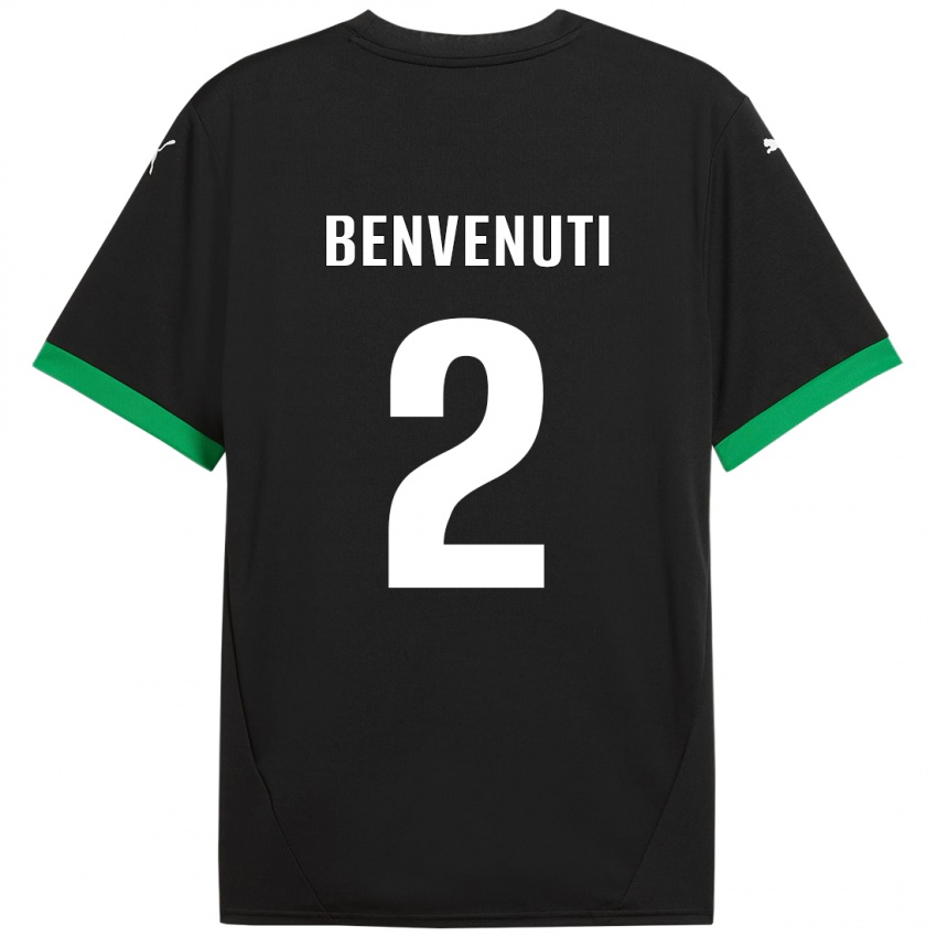 Férfi Giacomo Benvenuti #2 Fekete Sötétzöld Hazai Jersey 2024/25 Mez Póló Ing