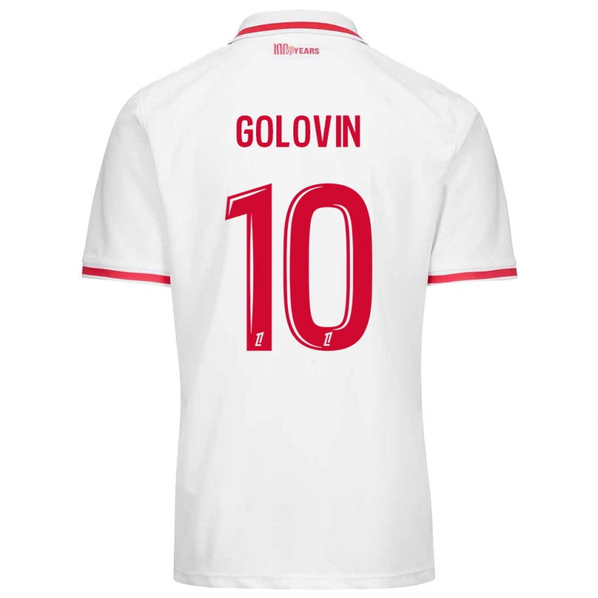 Férfi Aleksandr Golovin #10 Fehér Piros Hazai Jersey 2024/25 Mez Póló Ing