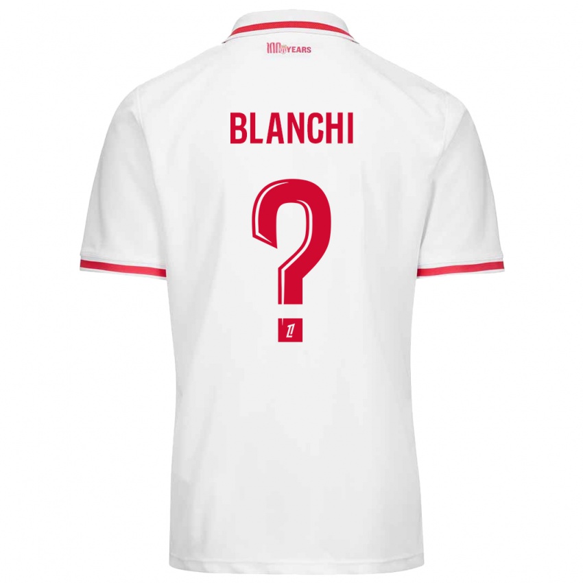 Férfi Florian Blanchi #0 Fehér Piros Hazai Jersey 2024/25 Mez Póló Ing