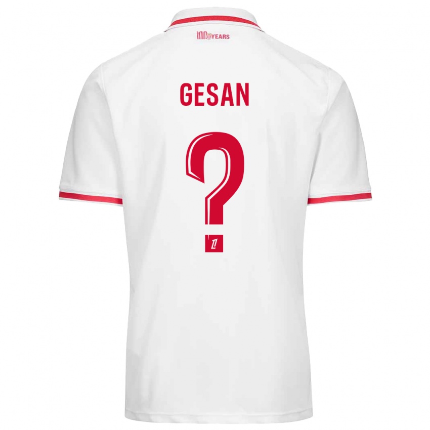 Férfi Yannick Gesan #0 Fehér Piros Hazai Jersey 2024/25 Mez Póló Ing