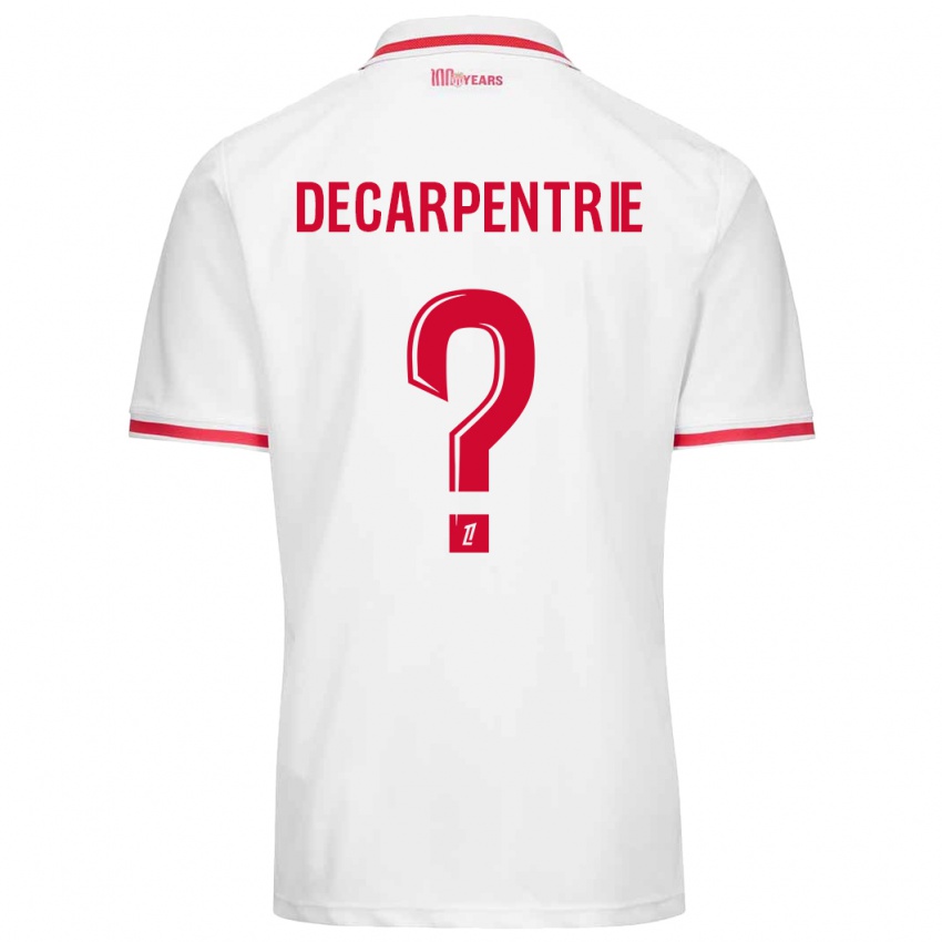 Férfi Valentin Decarpentrie #0 Fehér Piros Hazai Jersey 2024/25 Mez Póló Ing