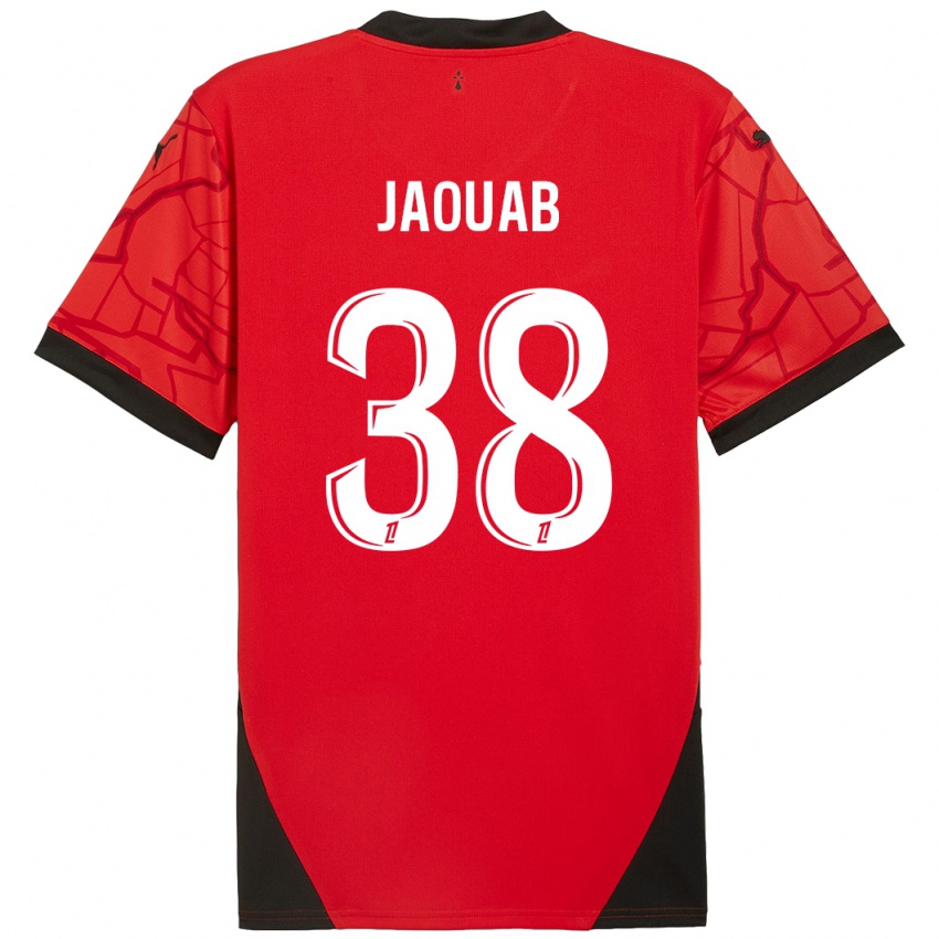 Férfi Mohamed Jaouab #38 Piros Fekete Hazai Jersey 2024/25 Mez Póló Ing