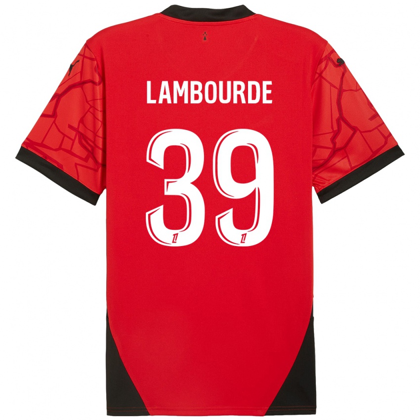 Férfi Mathis Lambourde #39 Piros Fekete Hazai Jersey 2024/25 Mez Póló Ing