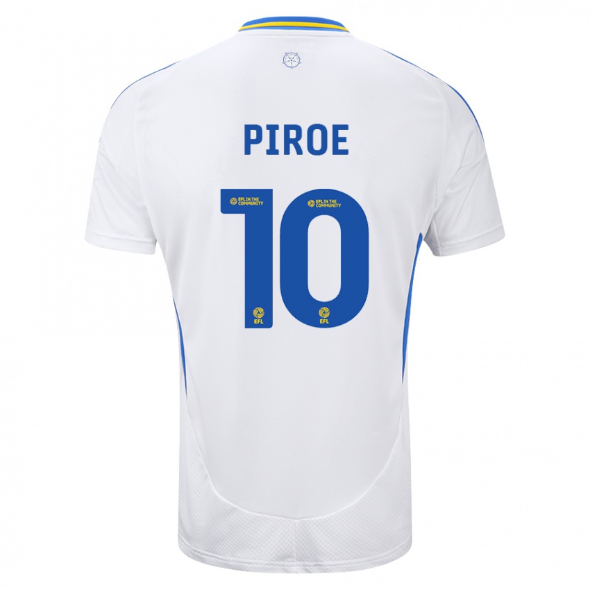 Férfi Joël Piroe #10 Fehér Kék Hazai Jersey 2024/25 Mez Póló Ing