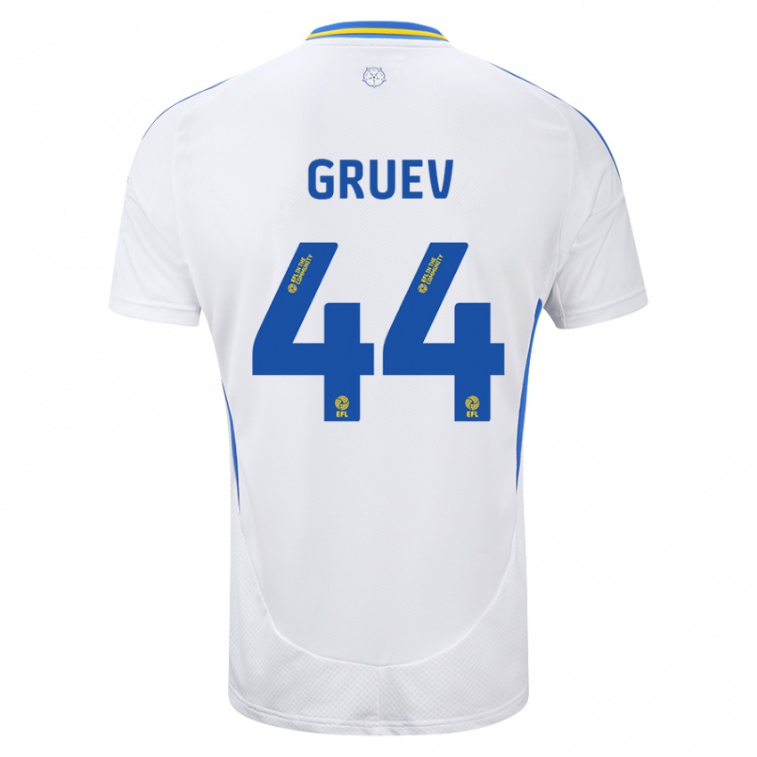 Férfi Ilia Gruev #44 Fehér Kék Hazai Jersey 2024/25 Mez Póló Ing