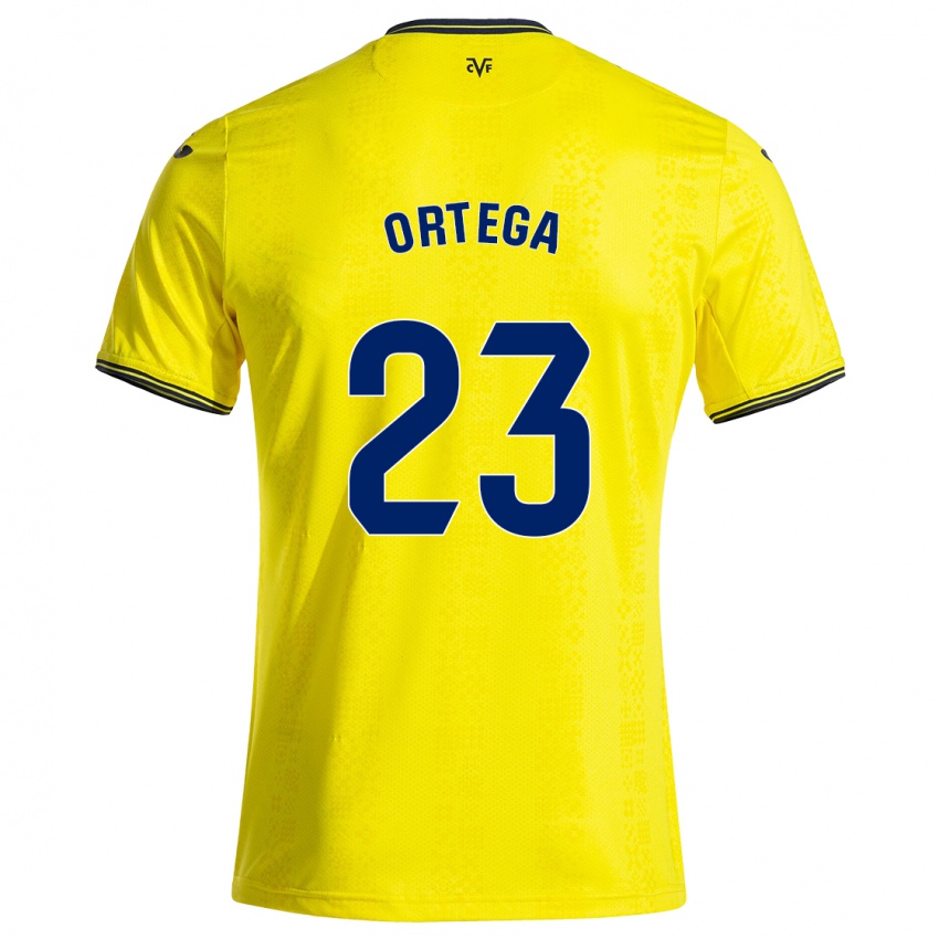 Férfi Jordi Ortega #23 Sárga Fekete Hazai Jersey 2024/25 Mez Póló Ing