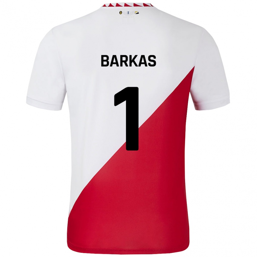 Férfi Vasilios Barkas #1 Fehér Piros Hazai Jersey 2024/25 Mez Póló Ing