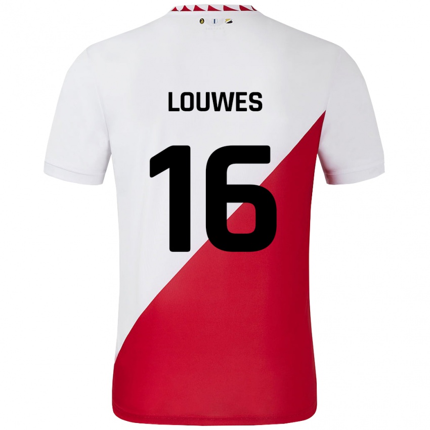 Férfi Puck Louwes #16 Fehér Piros Hazai Jersey 2024/25 Mez Póló Ing