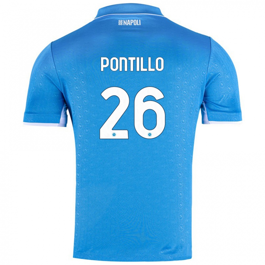 Férfi Pasquale Pontillo #26 Ég Kék Hazai Jersey 2024/25 Mez Póló Ing