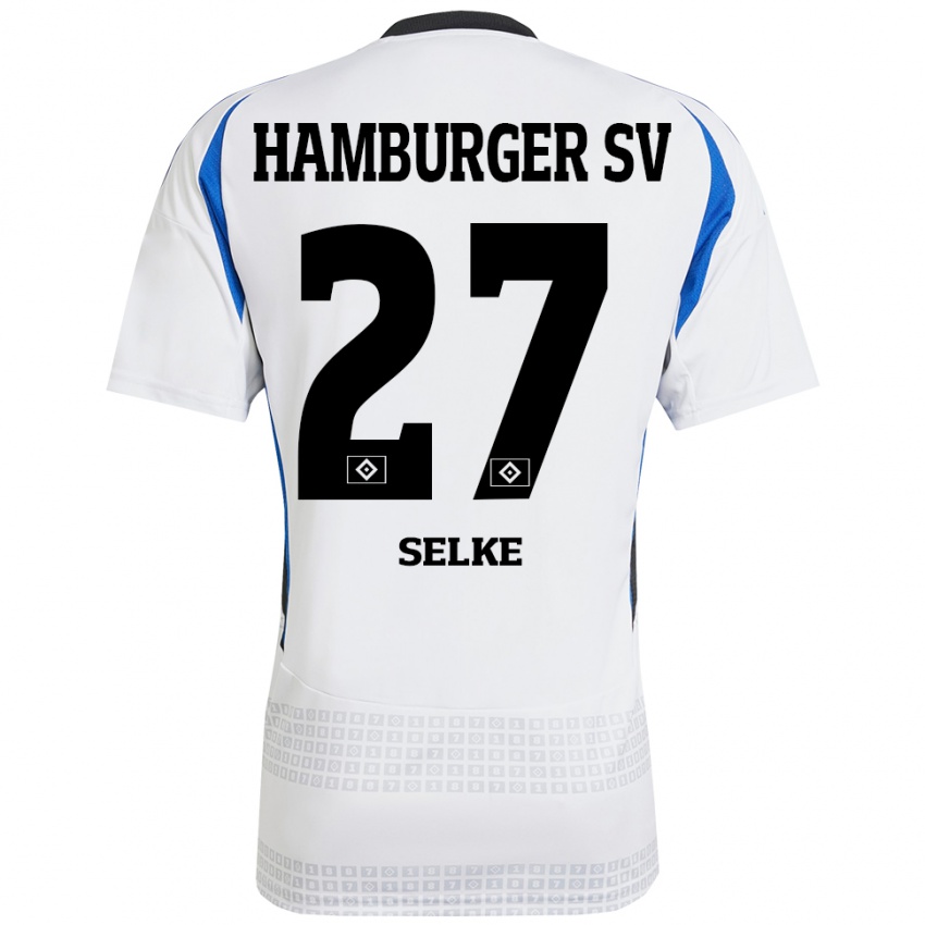 Férfi Davie Selke #27 Fehér Kék Hazai Jersey 2024/25 Mez Póló Ing