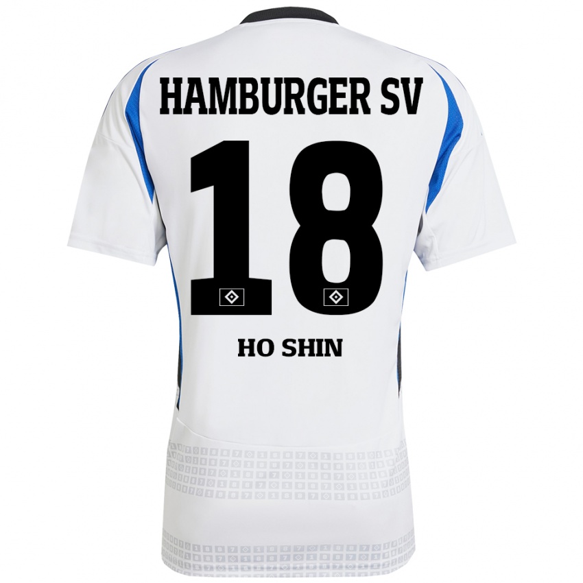 Férfi Jae Ho Shin #18 Fehér Kék Hazai Jersey 2024/25 Mez Póló Ing