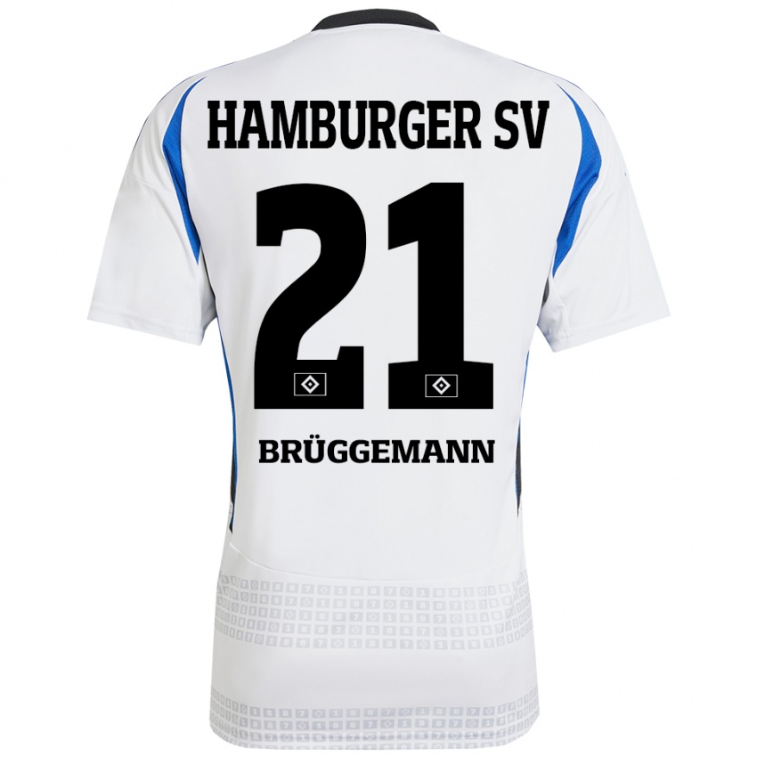 Férfi William Brüggemann #21 Fehér Kék Hazai Jersey 2024/25 Mez Póló Ing