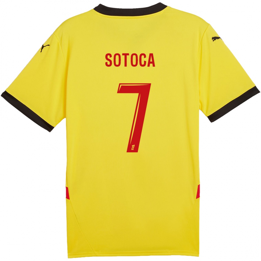 Férfi Florian Sotoca #7 Sárga Piros Hazai Jersey 2024/25 Mez Póló Ing