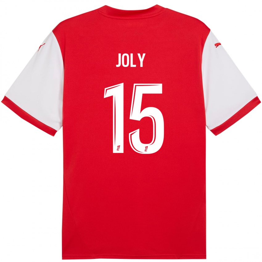 Férfi Lou-Ann Joly #15 Piros Fehér Hazai Jersey 2024/25 Mez Póló Ing