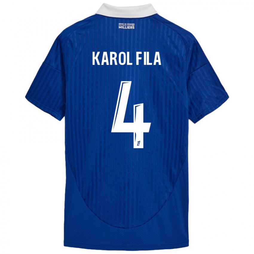 Férfi Karol Fila #4 Kék Fehér Hazai Jersey 2024/25 Mez Póló Ing