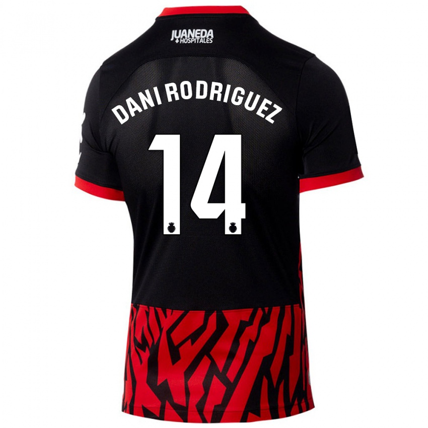 Férfi Dani Rodríguez #14 Fekete Piros Hazai Jersey 2024/25 Mez Póló Ing