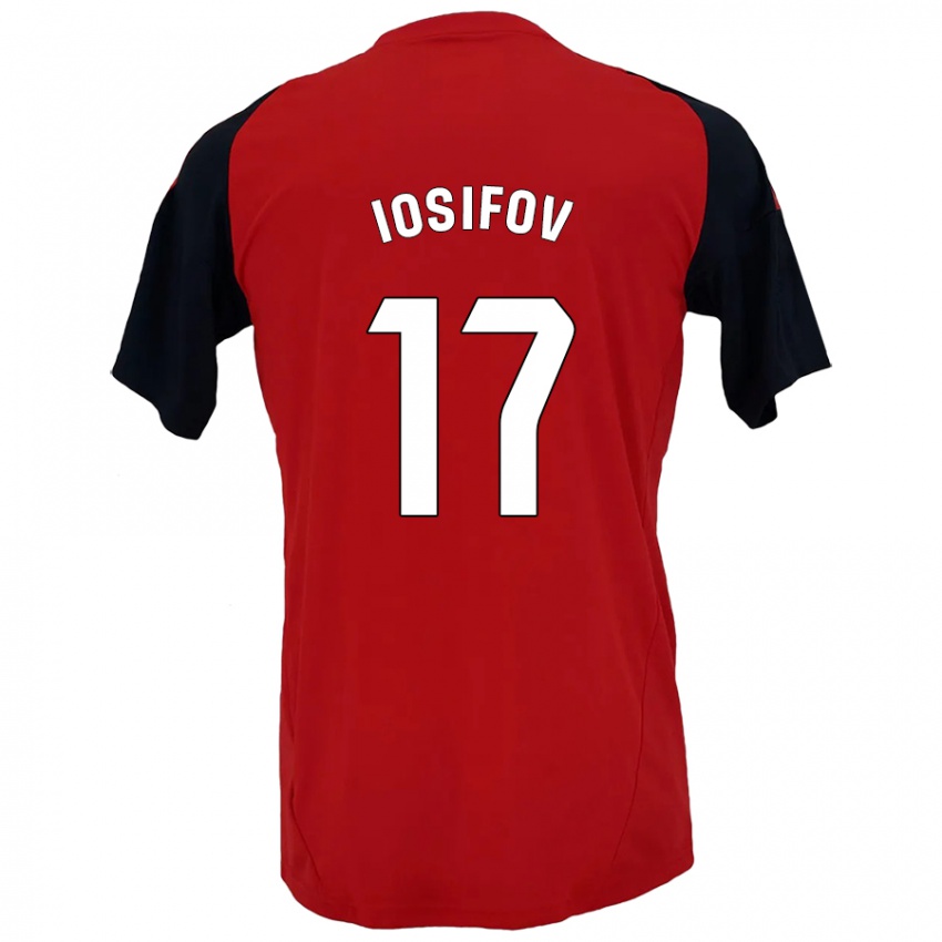 Férfi Nikita Iosifov #17 Piros Fekete Hazai Jersey 2024/25 Mez Póló Ing