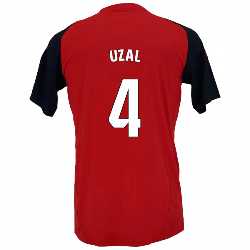 Férfi Yeray Uzal #4 Piros Fekete Hazai Jersey 2024/25 Mez Póló Ing