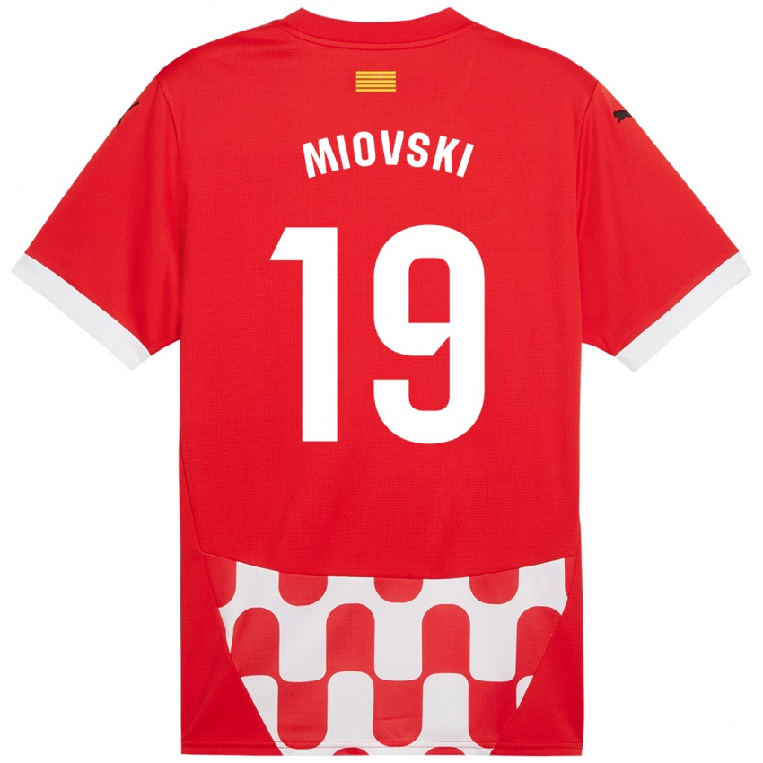 Férfi Bojan Miovski #19 Piros Fehér Hazai Jersey 2024/25 Mez Póló Ing