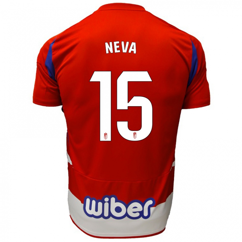 Férfi Carlos Neva #15 Piros Fehér Kék Hazai Jersey 2024/25 Mez Póló Ing