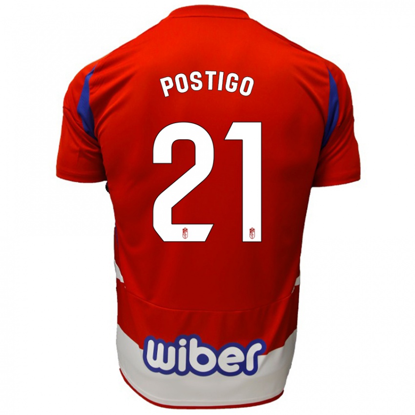 Férfi Postigo #21 Piros Fehér Kék Hazai Jersey 2024/25 Mez Póló Ing