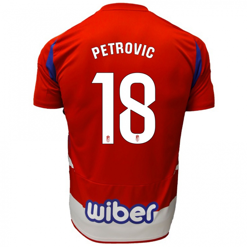 Férfi Njegos Petrovic #18 Piros Fehér Kék Hazai Jersey 2024/25 Mez Póló Ing