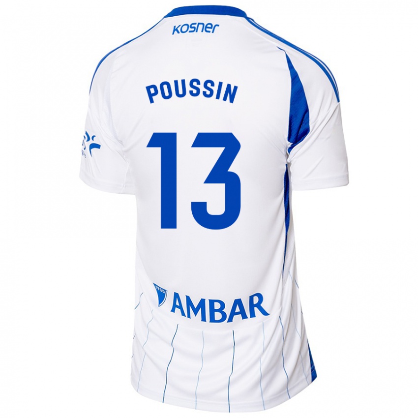 Férfi Gaëtan Poussin #13 Piros Fehér Hazai Jersey 2024/25 Mez Póló Ing