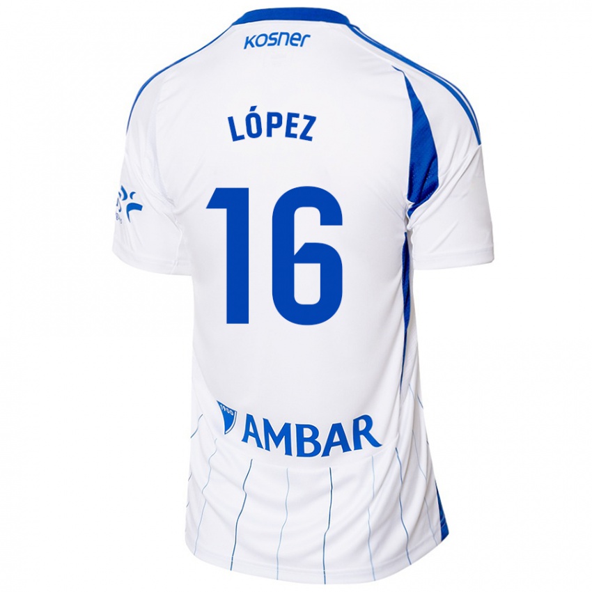 Férfi Juan López #16 Piros Fehér Hazai Jersey 2024/25 Mez Póló Ing