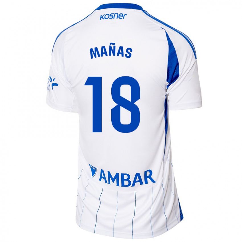 Férfi Aitor Mañas #18 Piros Fehér Hazai Jersey 2024/25 Mez Póló Ing