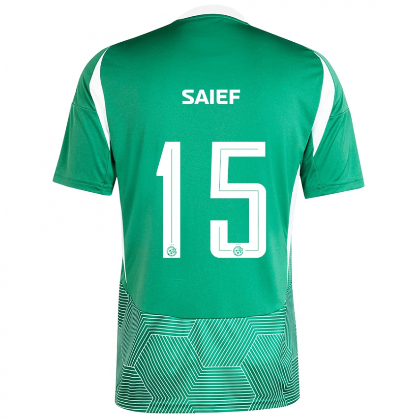 Férfi Kenny Saief #15 Zöld Fehér Hazai Jersey 2024/25 Mez Póló Ing