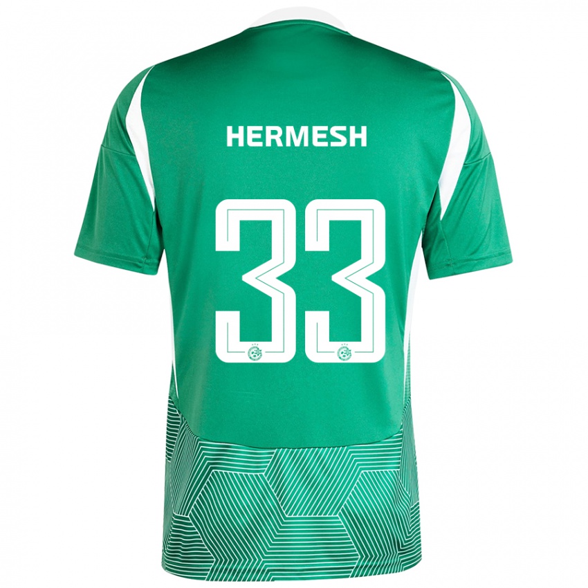 Férfi Liam Hermesh #33 Zöld Fehér Hazai Jersey 2024/25 Mez Póló Ing