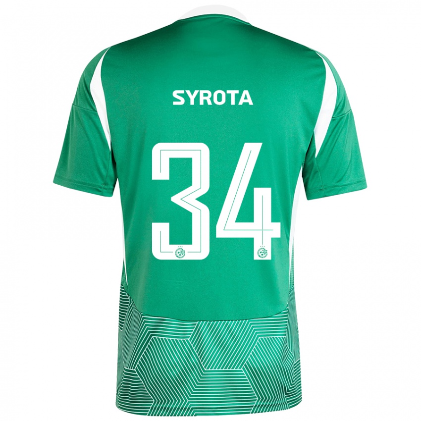 Férfi Oleksandr Syrota #34 Zöld Fehér Hazai Jersey 2024/25 Mez Póló Ing